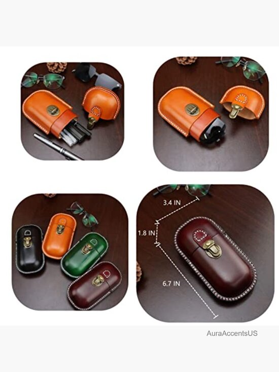 Leather Hard Shell Eyeglass Case Retro Locking Clasp Storage Box main image 5